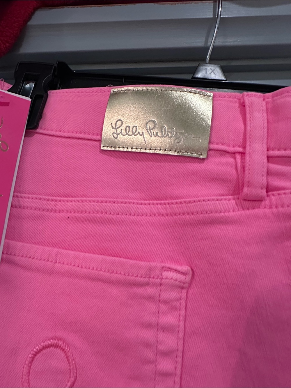 Lilly Pulitzer Hot Pink Straight Leg Jeans with Gold Patch